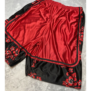 Youngs Lei Shimmer Basketball Shorts Mens 2XL Red Black Tropical Floral 10"